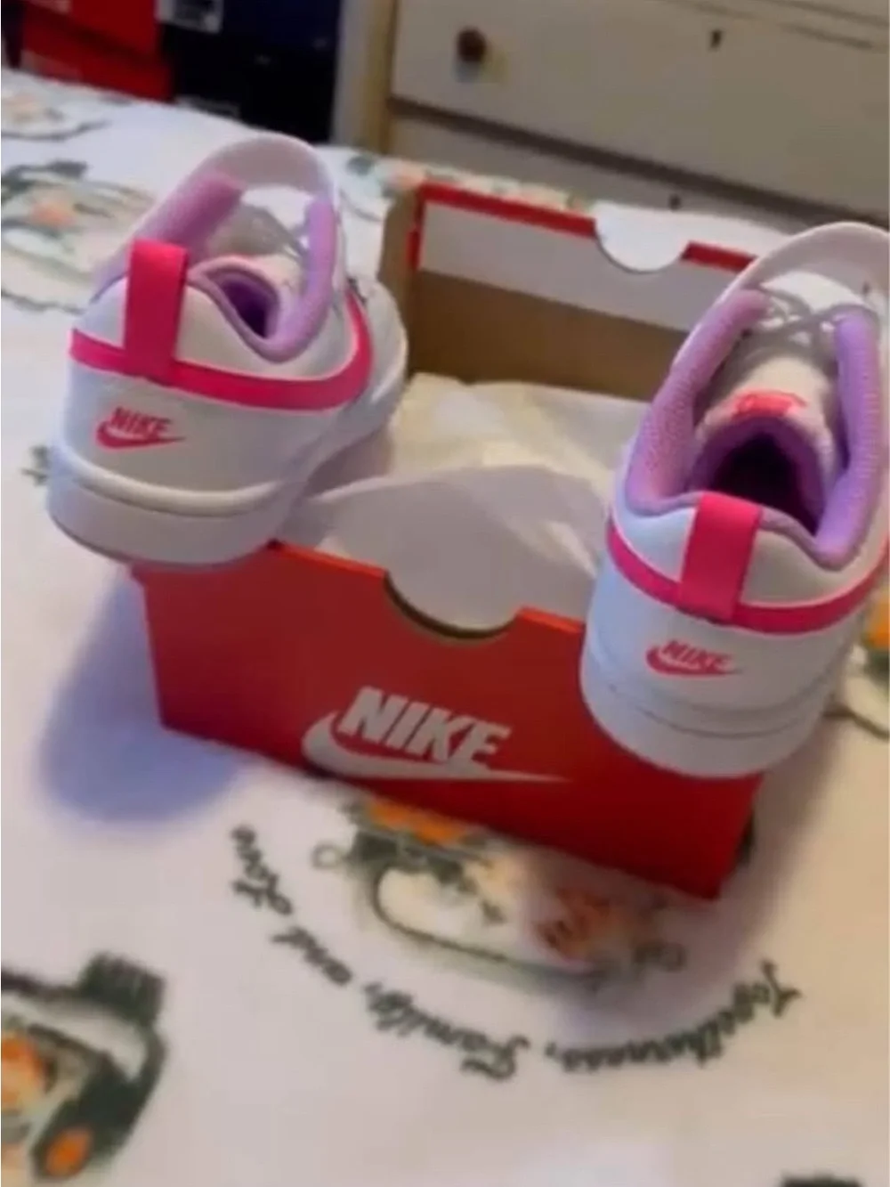 Nike Girls' Low-Top Sneakers - White, Hot Pink & Lavender